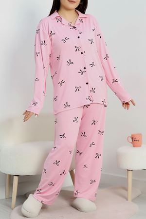 Baskılı Milan Soft Battal Gömlek Yaka Takım Pembefiyonk - 754.1287.