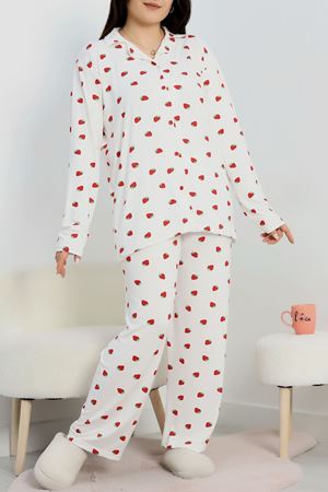 Baskılı Milan Soft Battal Gömlek Yaka Takım Beyazçilek - 754.1287.