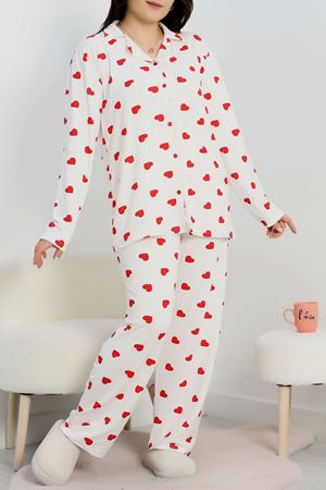 Baskılı Milan Soft Battal Gömlek Yaka Takım Beyazkalp - 754.1287.