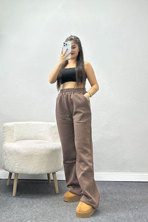 Üç İplik Palazzo Eşofman Altı Kahve - 20970.1878.