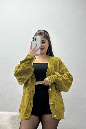 Balon Kol Hırka Yağyeşili - 340.1577.