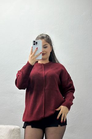 Bisiklet Yaka Triko Bordo - 2345.1765.