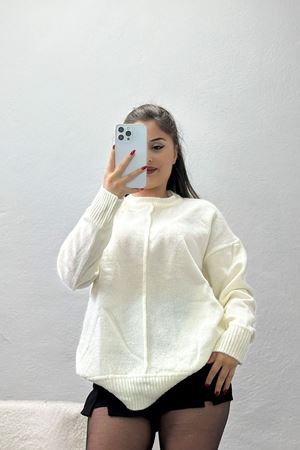 Bisiklet Yaka Triko Ekru - 2345.1765.