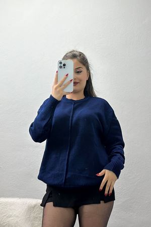 Bisiklet Yaka Triko Lacivert - 2345.1765.