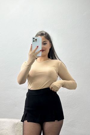 Bisiklet Yaka Parmak Geçmeli Viskon Body Bisküvi - 40075.599.