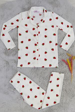 5-12 Yaş Süet Düğmeli Pijama Takımı Beyazçilek - 50760.1048.