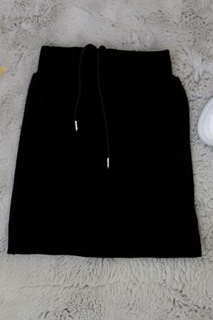 6-10 Yaş İki İplik Beli Lastikli Kompak Penye Şort Etek Siyah - 90232.2032.