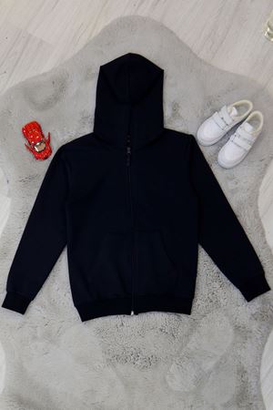11-15 Yaş İki İplik Kompak Penye Kapşonlu Sweat Unisex Lacivert - 90231.2032.