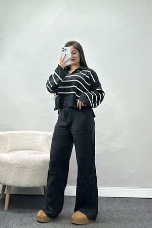 Çizgili Triko Takım Antrasit - 2295.1765.