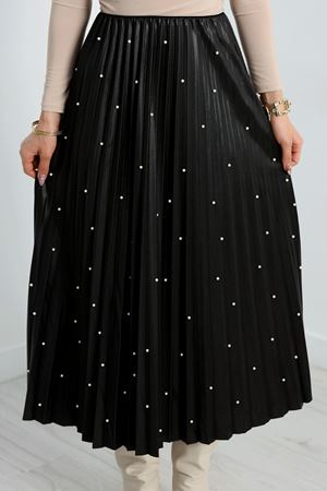 İncili Pileli Etek Siyah - 50947.2036.