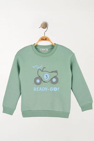 6-9 Yaş Baskılı 3 İp Şardonlu Sweatshirt Mint - 2264189.1576.