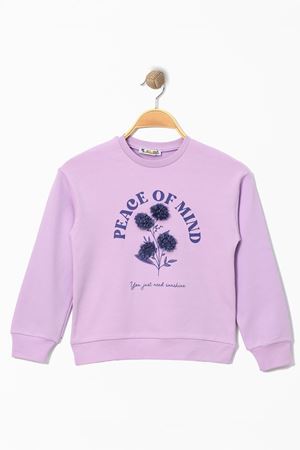 Çiçek Baskılı 8-12 Yaş Çocuk Sweatshirt Lila - 724869.1576.