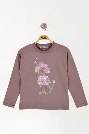 6-9 Yaş Kız Çocuk Baskılı Sweat Açıkkahve - 6264038.1576.