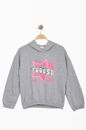 2 İp Şardonlu Baskılı Kapüşonlu 8-12 Yaş Sweat Gri - 725432.1576.