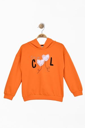 Kalp Desenli 3-7 Yaş 2 İp Sweatshirt Turuncu - 625530.1576.
