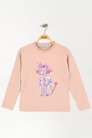 6-9 Yaş Kız Çocuk Baskılı Sweat Bej - 6264038.1576.