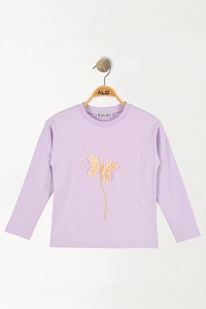 Kelebek Nakışlı 2-5 Yaş Sweatshirt Lila - 5264020.1576.