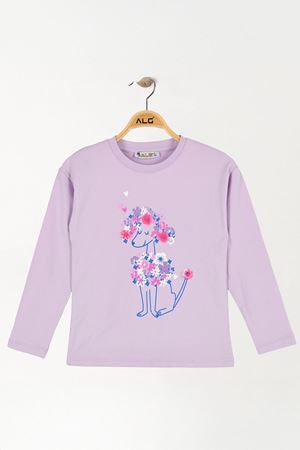 6-9 Yaş Kız Çocuk Baskılı Sweat Lila - 6264038.1576.