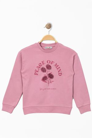 Çiçek Baskılı 8-12 Yaş Çocuk Sweatshirt Pembe - 724869.1576.