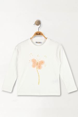 Kelebek Nakışlı 2-5 Yaş Sweatshirt Beyaz - 5264020.1576.