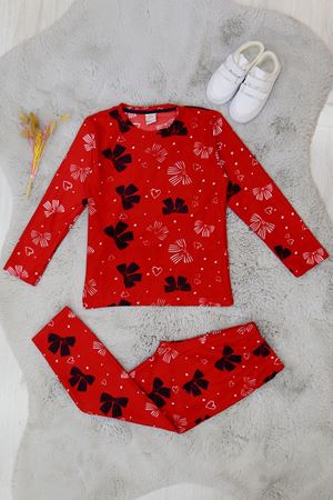 9-12 Yaş Süet Pijama Takımı Kırmızı - 42204.2028.