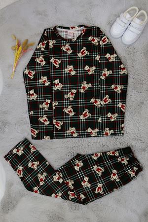 13-16 Yaş Süet Pijama Takımı Yeşilayı - 42206.2028.