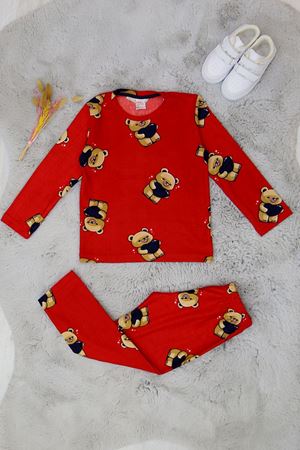 5-8 Yaş Süet Pijama Takımı Kırmızıayıcık - 42205.2028.