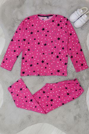 13-16 Yaş Süet Pijama Takımı Fuşyayıldız - 42206.2028.