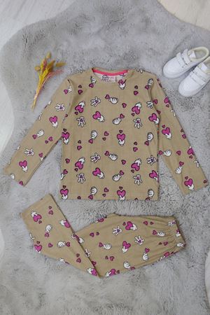 9-12 Yaş Süet Pijama Takımı Sütlükahve - 42204.2028.