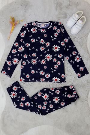 13-16 Yaş Süet Pijama Takımı Lacivert - 42206.2028.