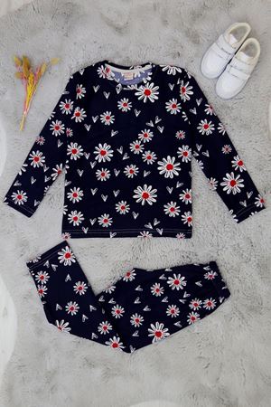 9-12 Yaş Süet Pijama Takımı Lacivert - 42204.2028.