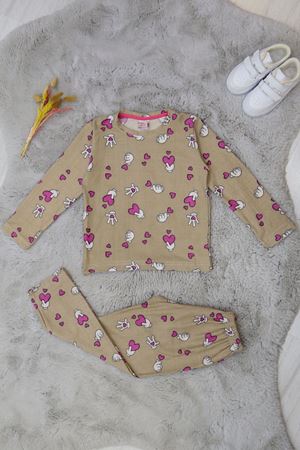 5-8 Yaş Süet Pijama Takımı Sütlükahve - 42205.2028.
