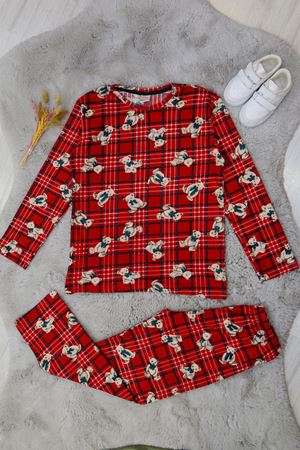 13-16 Yaş Süet Pijama Takımı Kırmızıayı - 42206.2028.