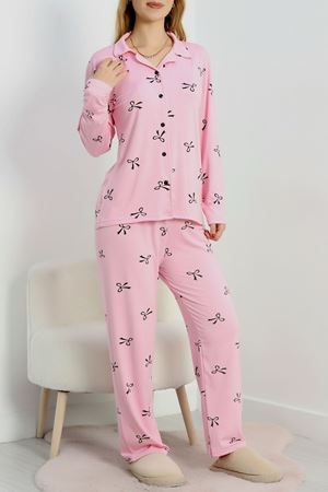Soft Milan Düğmeli Pijama Takımı Pembe - 7511.1287.