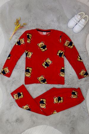 9-12 Yaş Süet Pijama Takımı Kırmızıayıcık - 42204.2028.