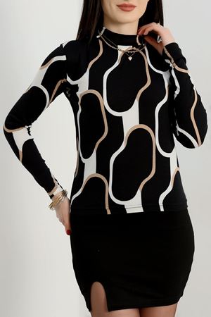 Yarım Balıkçı Yaka Likralı Ring Viskon Body Siyahvizon - 90950.1287.