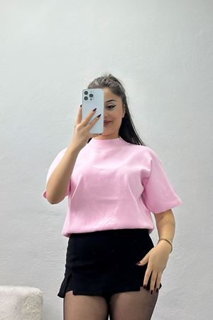 Kısa Kollu Triko Pudra - 2308.1765.