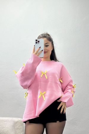 Fiyonk Detaylı Triko Pembe - 3022.2043.