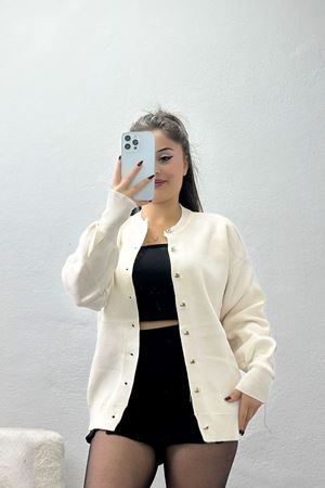 Kalp Düğmeli Hırka Latte - 3256.1577.