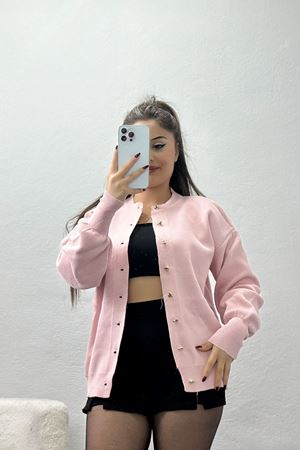 Kalp Düğmeli Hırka Pembe - 3256.1577.
