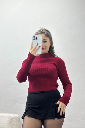 Yarım Balıkçı Yaka Triko Bordo - 4049.2043.