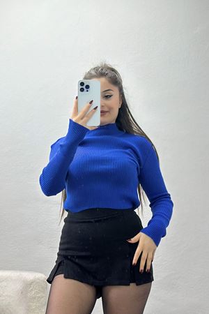 Yarım Balıkçı Yaka Triko Saks - 4049.2043.