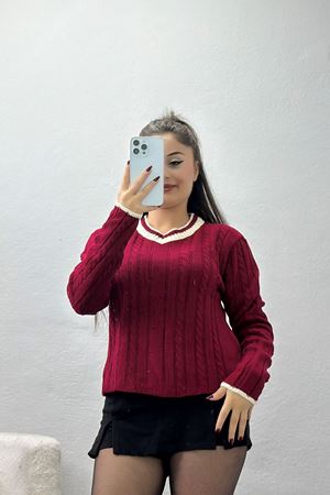 V Yaka Triko Bordo - 5126.2043.