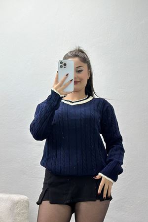 V Yaka Triko Lacivert - 5126.2043.