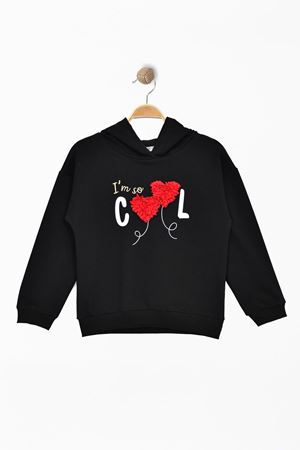 Kalp Desenli 3-7 Yaş 2 İp Sweatshirt Siyah - 625530.1576.