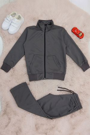 5-8 Yaş İki İplik Şardonsuz Fermuarlı Takım Füme - 42196.1937.