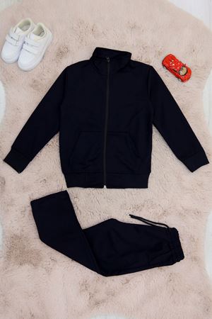 5-8 Yaş İki İplik Şardonsuz Fermuarlı Takım Lacivert - 42196.1937.