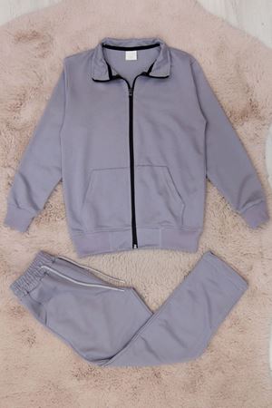 9-12 Yaş İki İplik Şardonsuz Fermuarlı Takım Gri - 42197.1937.