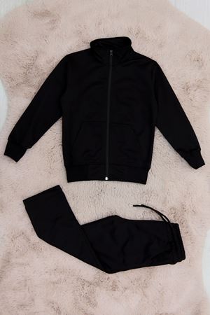 5-8 Yaş İki İplik Şardonsuz Fermuarlı Takım Siyah - 42196.1937.