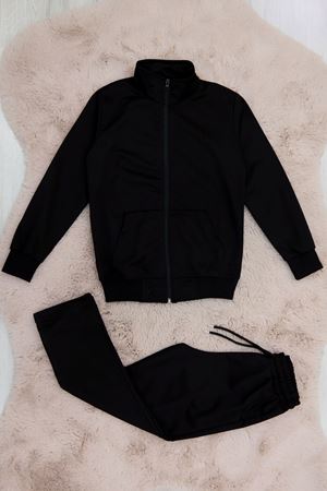 9-12 Yaş İki İplik Şardonsuz Fermuarlı Takım Siyah - 42197.1937.